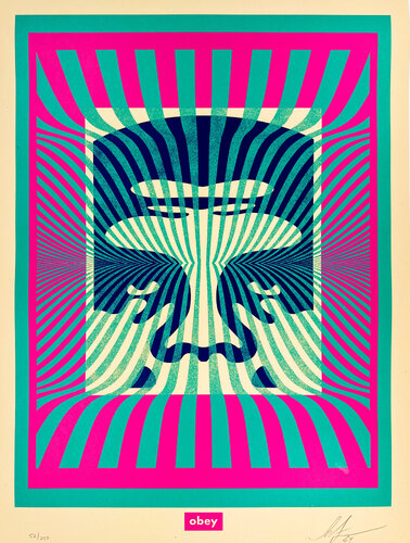 Op-Art Icon (Aqua) par Shepard Fairey, Édition en vente sur Singulart