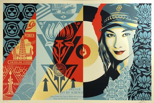 Shepard Fairey "Raise the Level" Silkscreen Print Contemporary Art par Shepard Fairey, Édition en vente sur Singulart