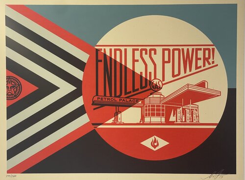 Shepard Fairey "Endless Power Petrol Palace" Blue Edition Contemporary Art par Shepard Fairey, Édition en vente sur Singulart