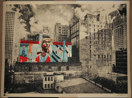 Voting Rights are Human Rights MKE Mural Shepard Fairey Print Black Lives Matter Street Art par Shepard Fairey, Édition en vente sur Singulart