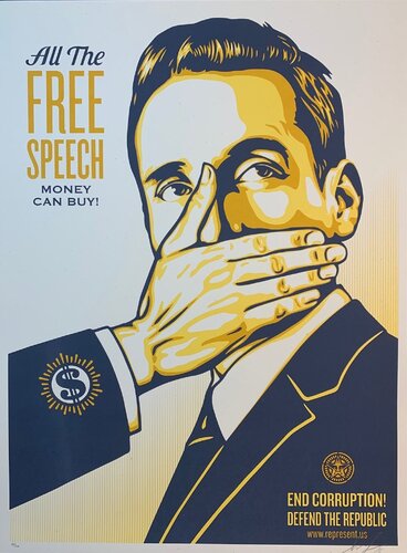 Shepard Fairey "Pay Up Or Shut Up!" Free Speech Edition 2015 VOTE Represent US Political Art par Shepard Fairey, Édition en vente sur Singulart