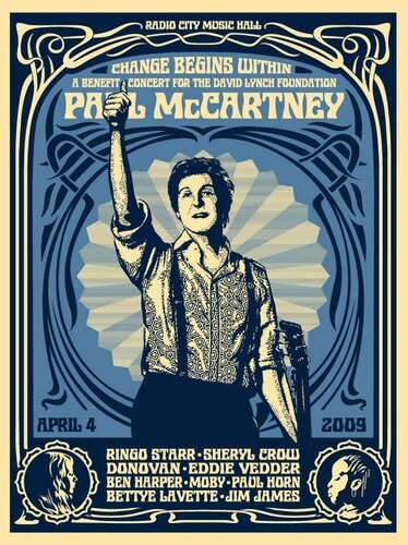 Paul McCartney NYC Change Begins Within Blue Edition par Shepard Fairey, Édition en vente sur Singulart