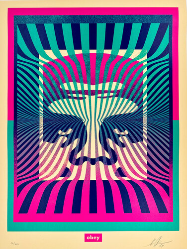 Op-Art Icon (Aqua Gradient) par Shepard Fairey, Édition en vente sur Singulart