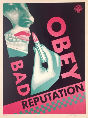 Bad Reputation Shepard Fairey Signed & Numbered Neon Pink/Black par Shepard Fairey, Édition en vente sur Singulart