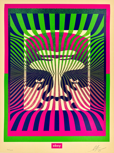 Op-Art Icon (Green Gradient) van Shepard Fairey, Afdruk te koop op Singulart