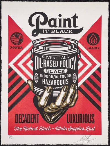 Shepard Fairey Shepard Fairey "Paint It Black" Letterpress Edition Contemporary "The Rolling Stones" van Shepard Fairey, Afdruk te koop op Singulart