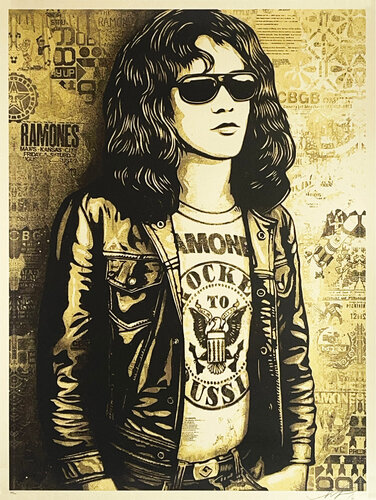 Tommy Ramone' (gold) van Shepard Fairey, Afdruk te koop op Singulart