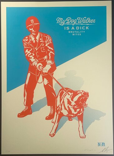 Sadistic Dog Walker Shepard Fairey Blue Edition Street Contemporary Art Obey Pop van Shepard Fairey, Afdruk te koop op Singulart