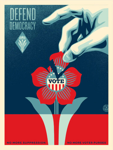 Defend Democracy van Shepard Fairey, Afdruk te koop op Singulart