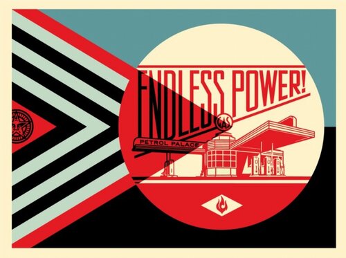 Endless Power Petrol Palace (Climate Change, Social Commentary) by Shepard Fairey, Print for Sale on Singulart
