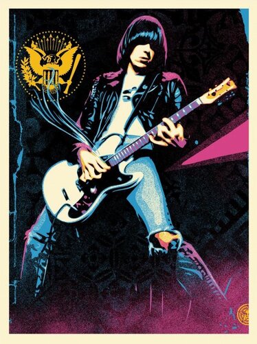 Johnny Ramone Smokin’ Strings von Shepard Fairey, Druck kaufen auf Singulart