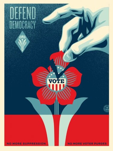 Defend Democracy von Shepard Fairey, Druck kaufen auf Singulart