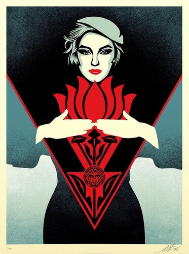 OBEY Noir Flower Woman - Blue by Shepard Fairey, Print for Sale on Singulart