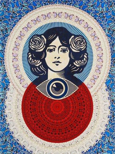 Third Eye Butterfly Mandala (Blue) par Shepard Fairey, Édition en vente sur Singulart