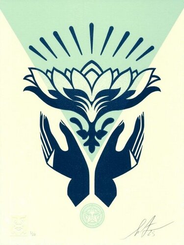Lotus Hands - Teal van Shepard Fairey, Afdruk te koop op Singulart
