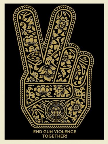 End Gun Violence Together Peace Fingers by Shepard Fairey, 인쇄 for Sale on Singulart