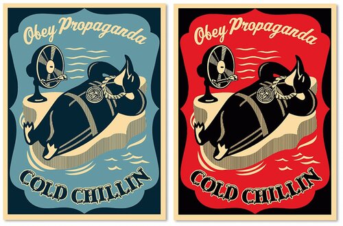 Cold Chillin (Blue & Red SET) de Shepard Fairey, Impresión a la venta en Singulart