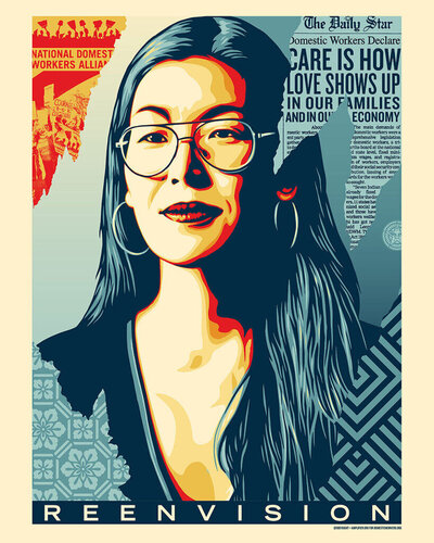 The Reframe: REENVISION (portrait of Ai-Jen Poo) with Augmented Reality van Shepard Fairey, Afdruk te koop op Singulart