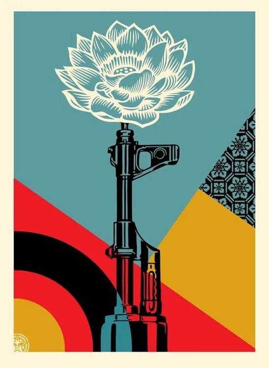 AK-47 Lotus  (large format) Shepard Fairey