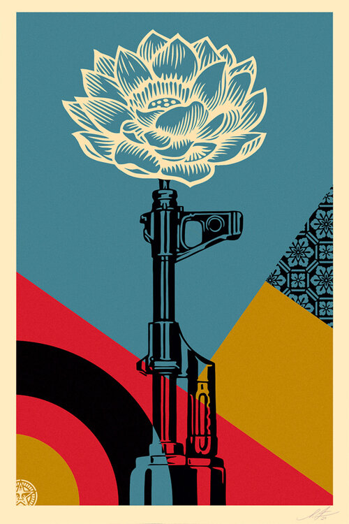 AR-15 Lily (Vietnam War, Protest, Flowers, Gun Barrels, Pacifist, Iconic, Gun Violence) Shepard Fairey