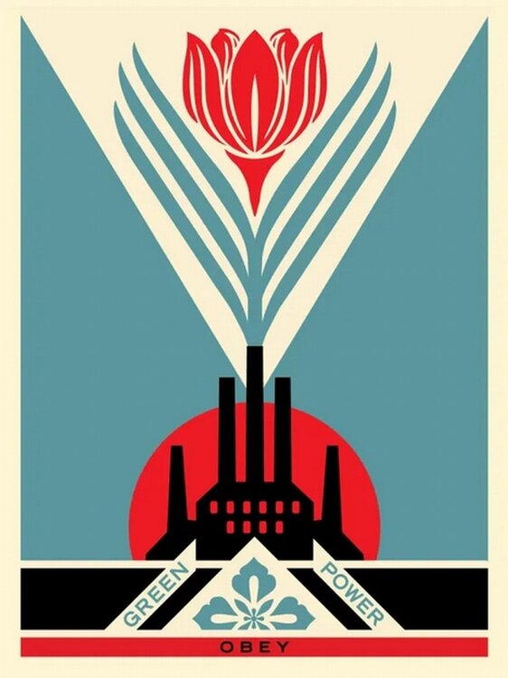 Green Power Factory (Blue) Shepard Fairey