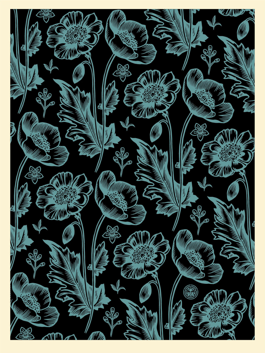 Sedation in Bloom (black & blue) Shepard Fairey