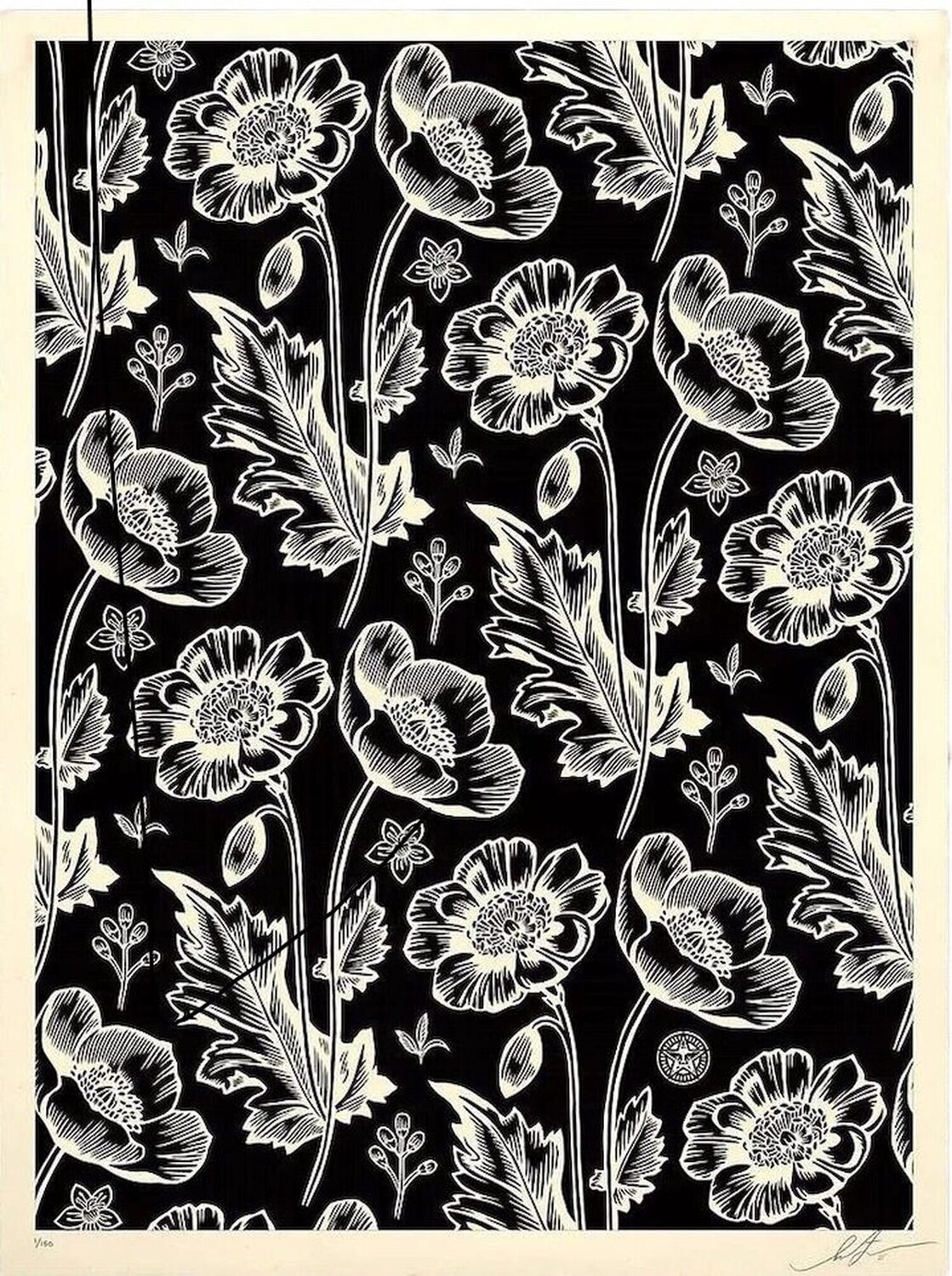 Sedation in Bloom (Black & White) Shepard Fairey