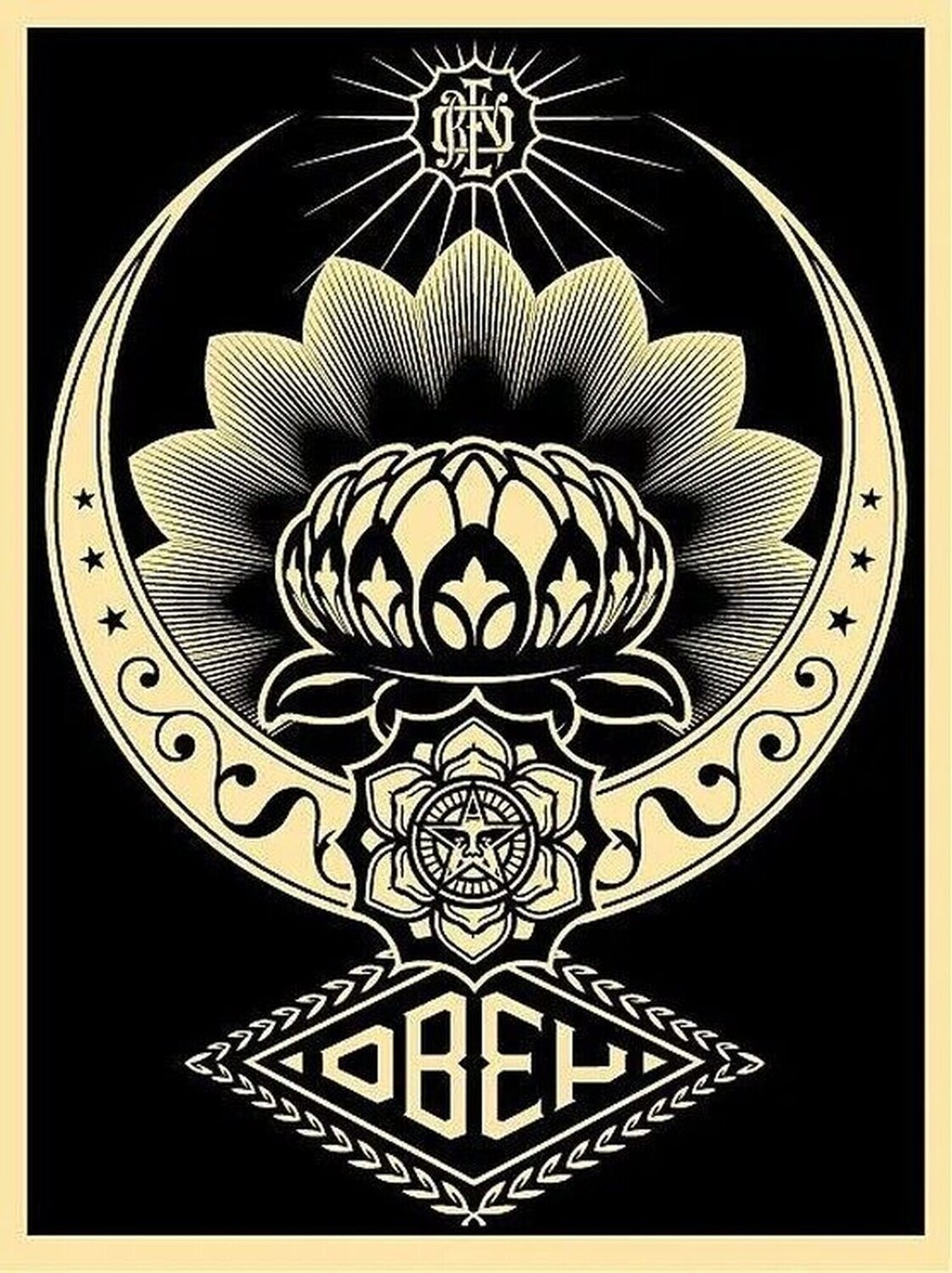 Lotus Ornament (black) Shepard Fairey