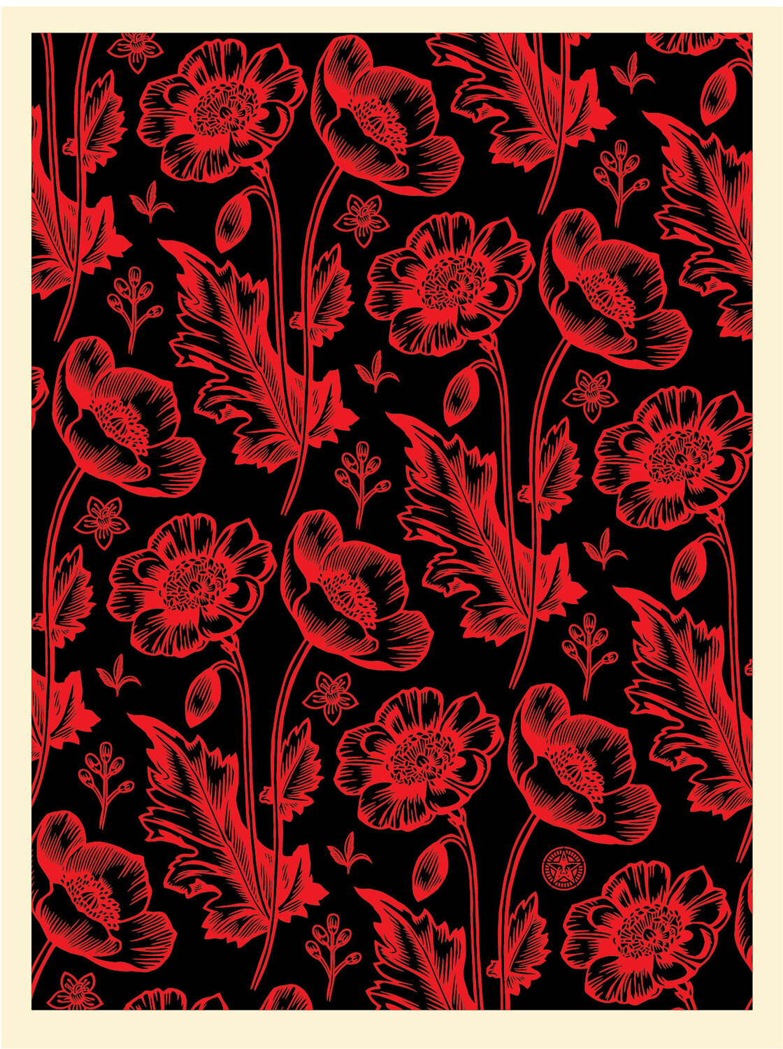 Sedation in Bloom (black & red) Shepard Fairey