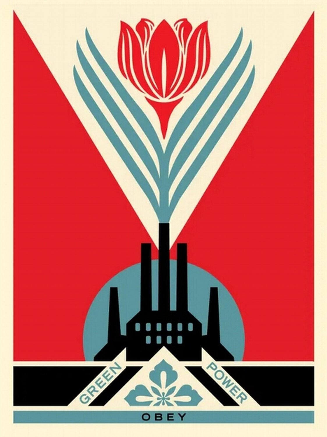 Green Power Factory (Red) Shepard Fairey