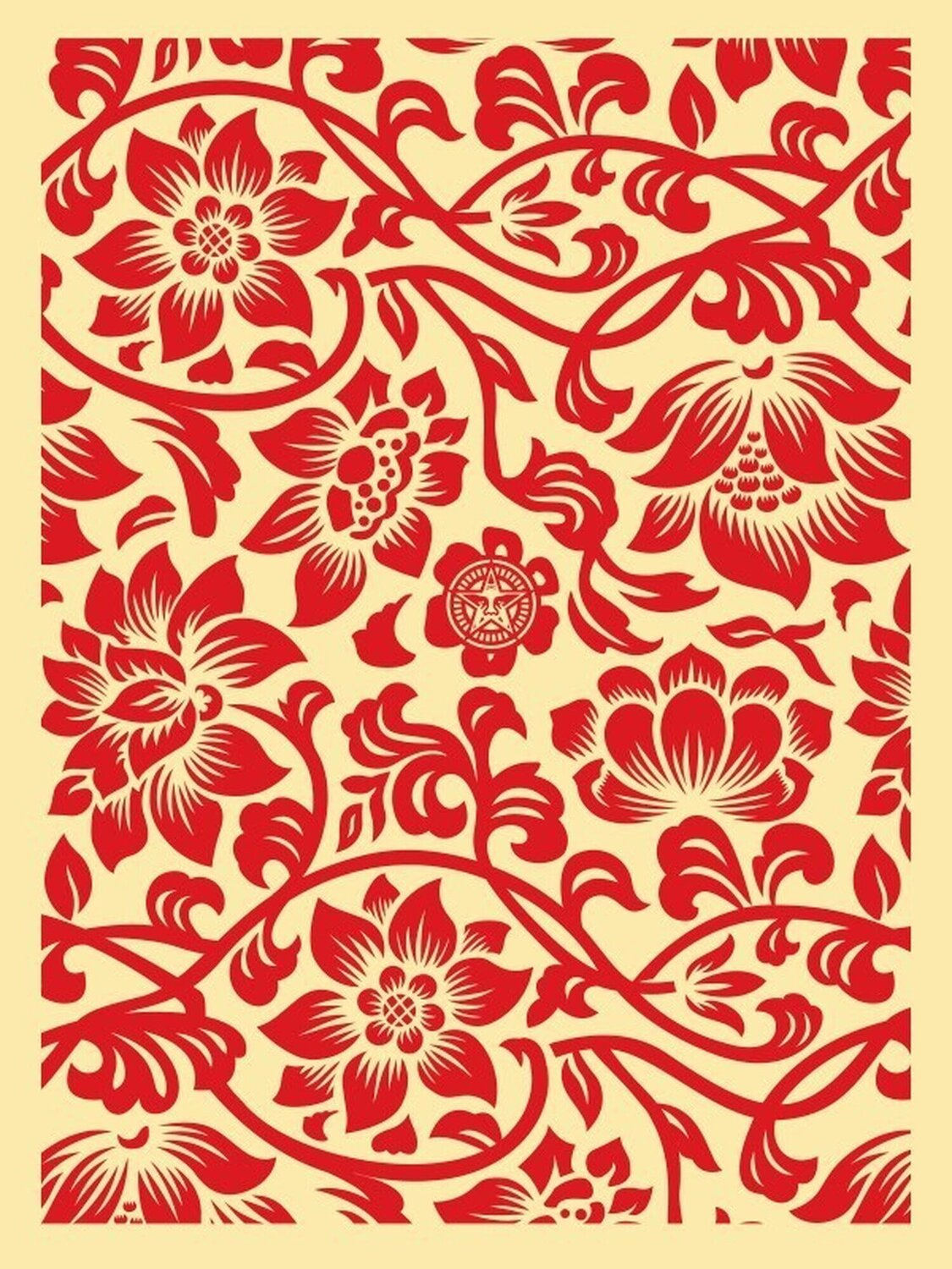 Floral Takeover (Red/Cream) Shepard Fairey