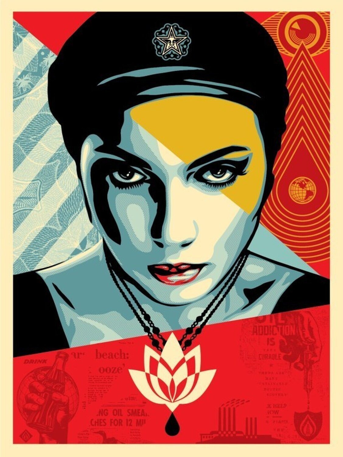 Oil Lotus Woman Shepard Fairey Stampa in vendita
