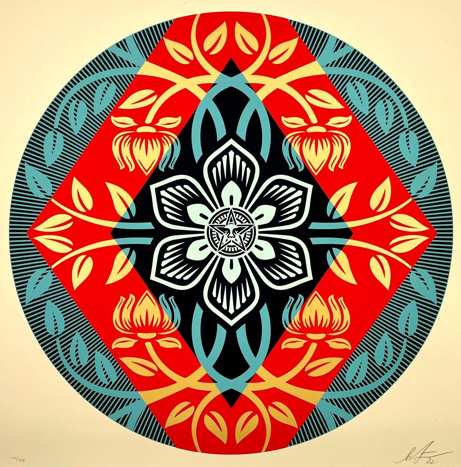 Obey Diamond Flower Round Shepard Fairey