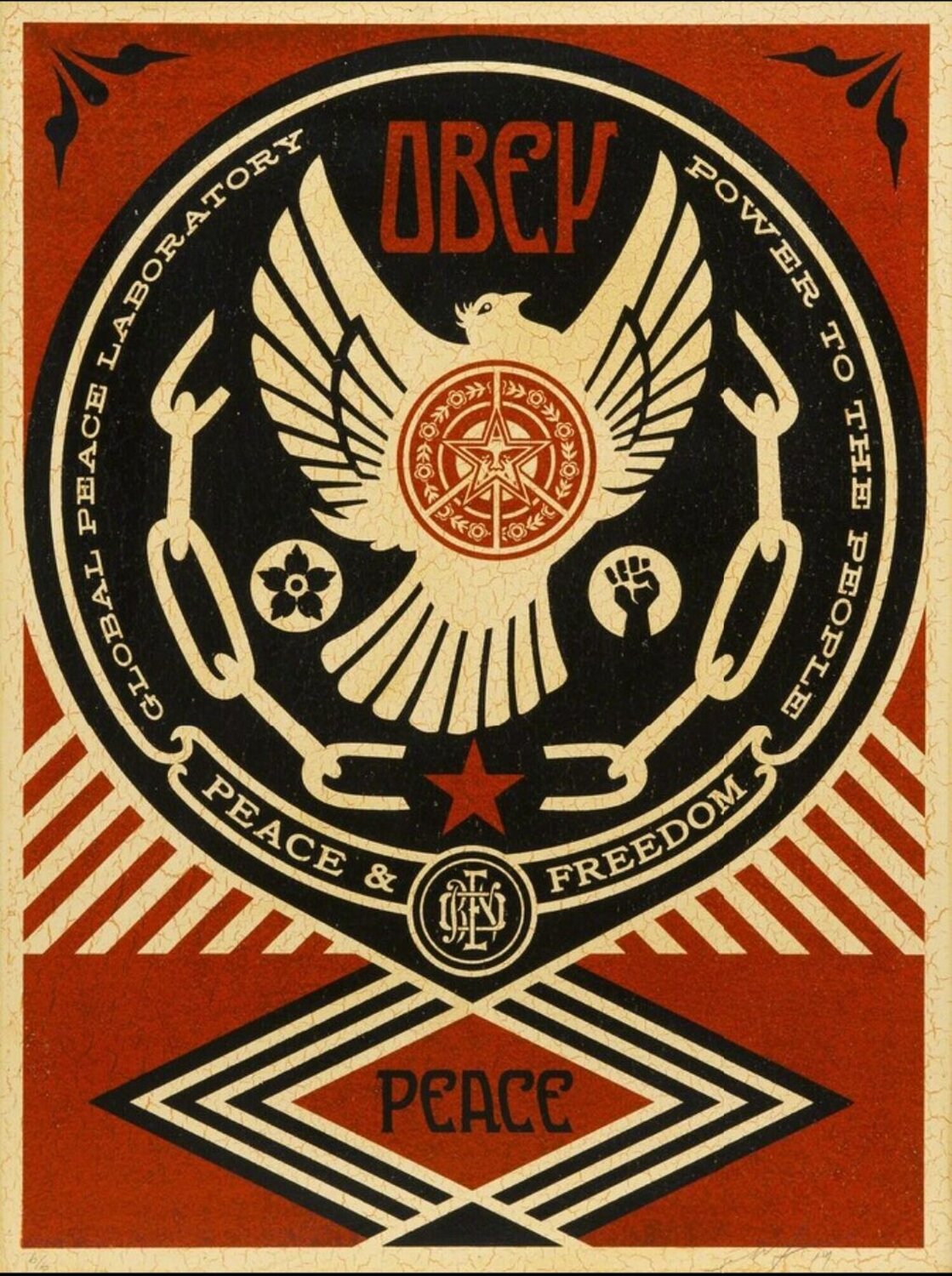 Peace & Freedom DOVE (HPM on Wood) Shepard Fairey Andere Medien zu verkaufen