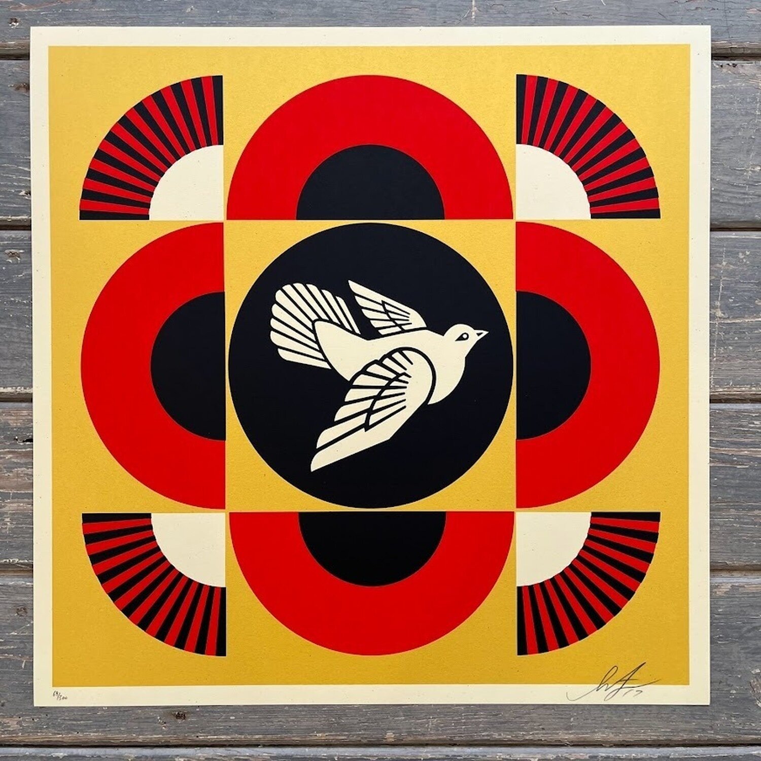Geometric Dove (Gold) Shepard Fairey