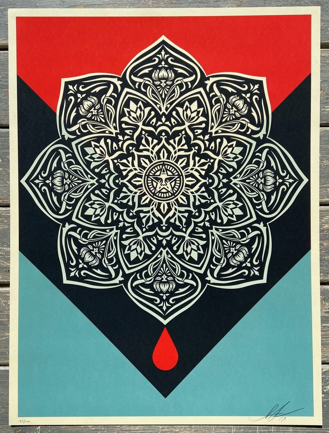 Blood & Oil Mandala (Blood Drop) Shepard Fairey Druck zu verkaufen
