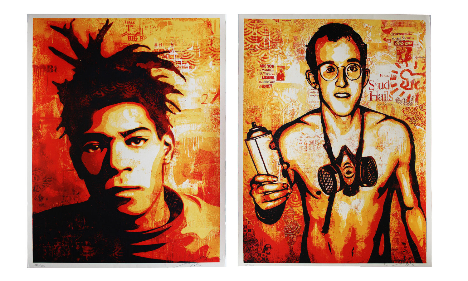 Basquiat and Haring set of 2 Shepard Fairey Druck zu verkaufen