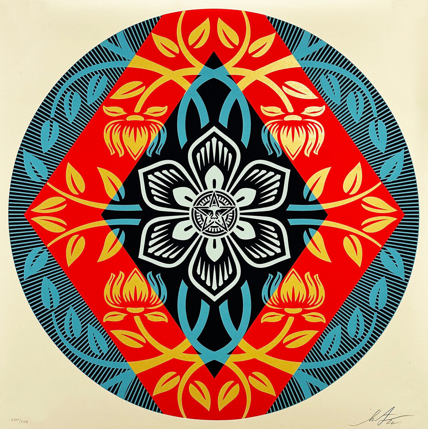 Obey Diamond Flower Round' Shepard Fairey