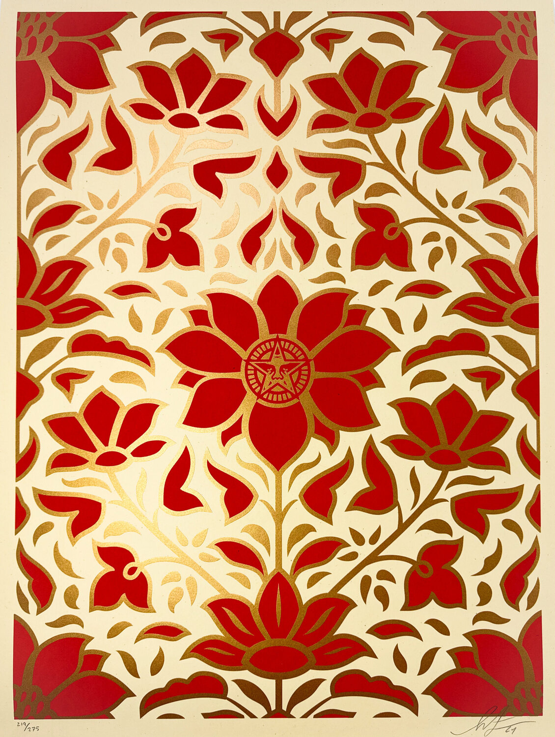 Obey Deco Floral Pattern (Red) Shepard Fairey