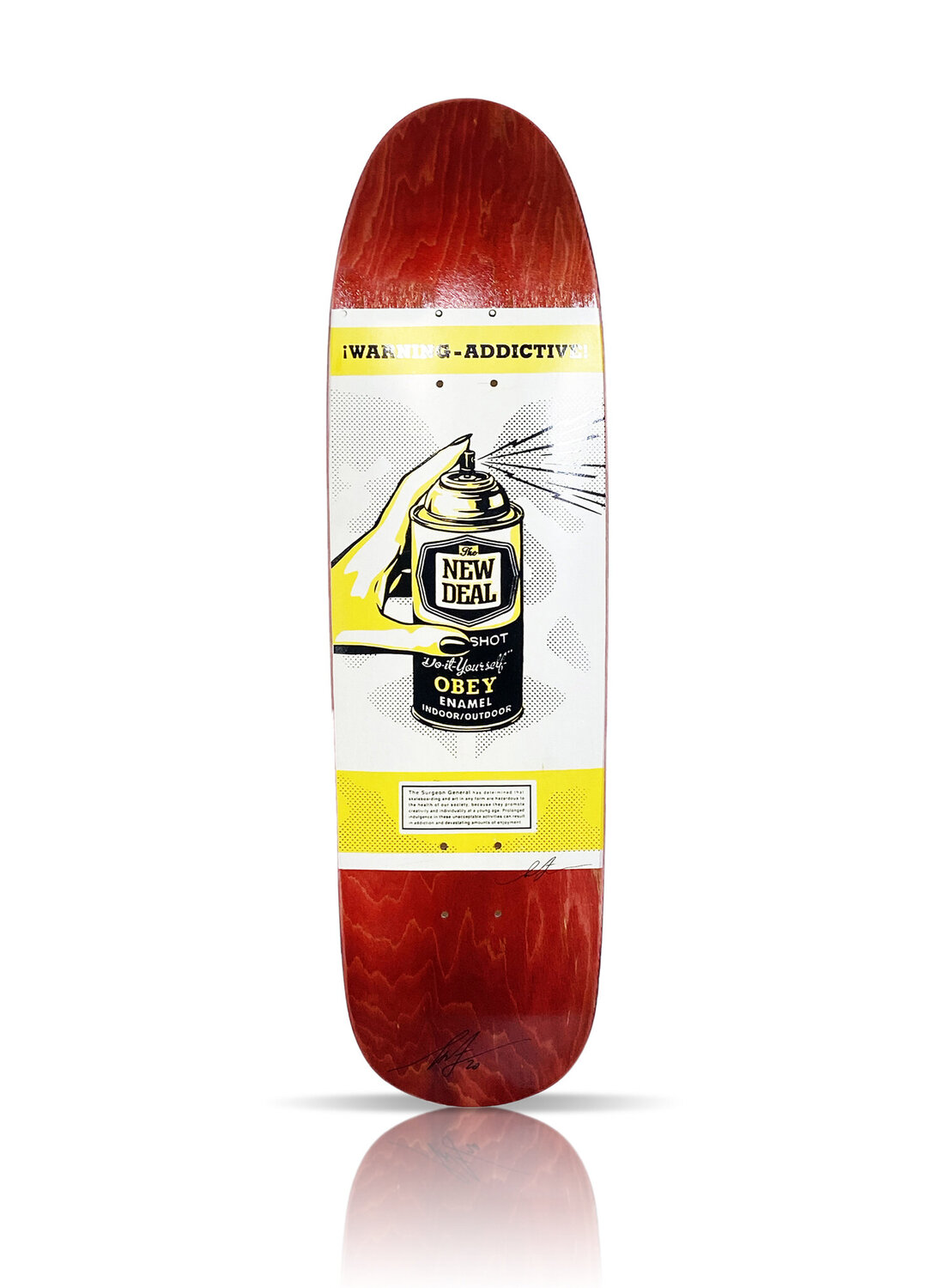 Warning: Addictive' Skateboard Deck (red) Shepard Fairey