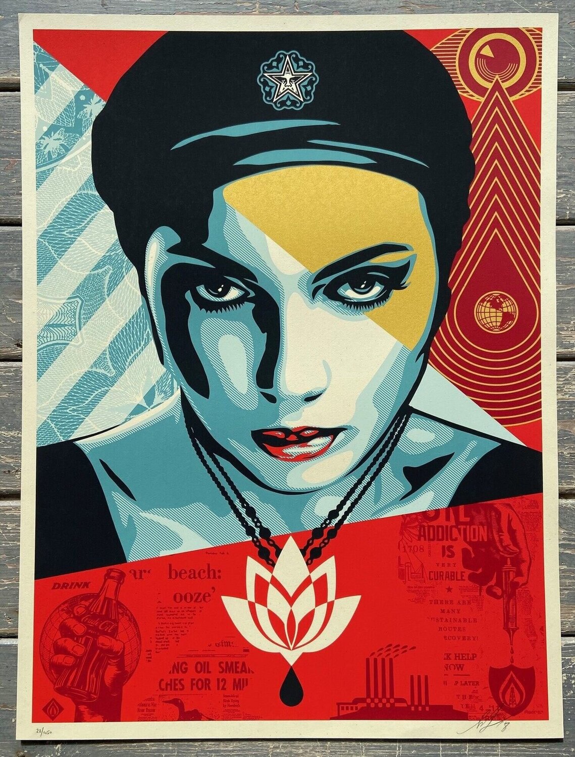 Oil Lotus Woman Shepard Fairey Druck zu verkaufen