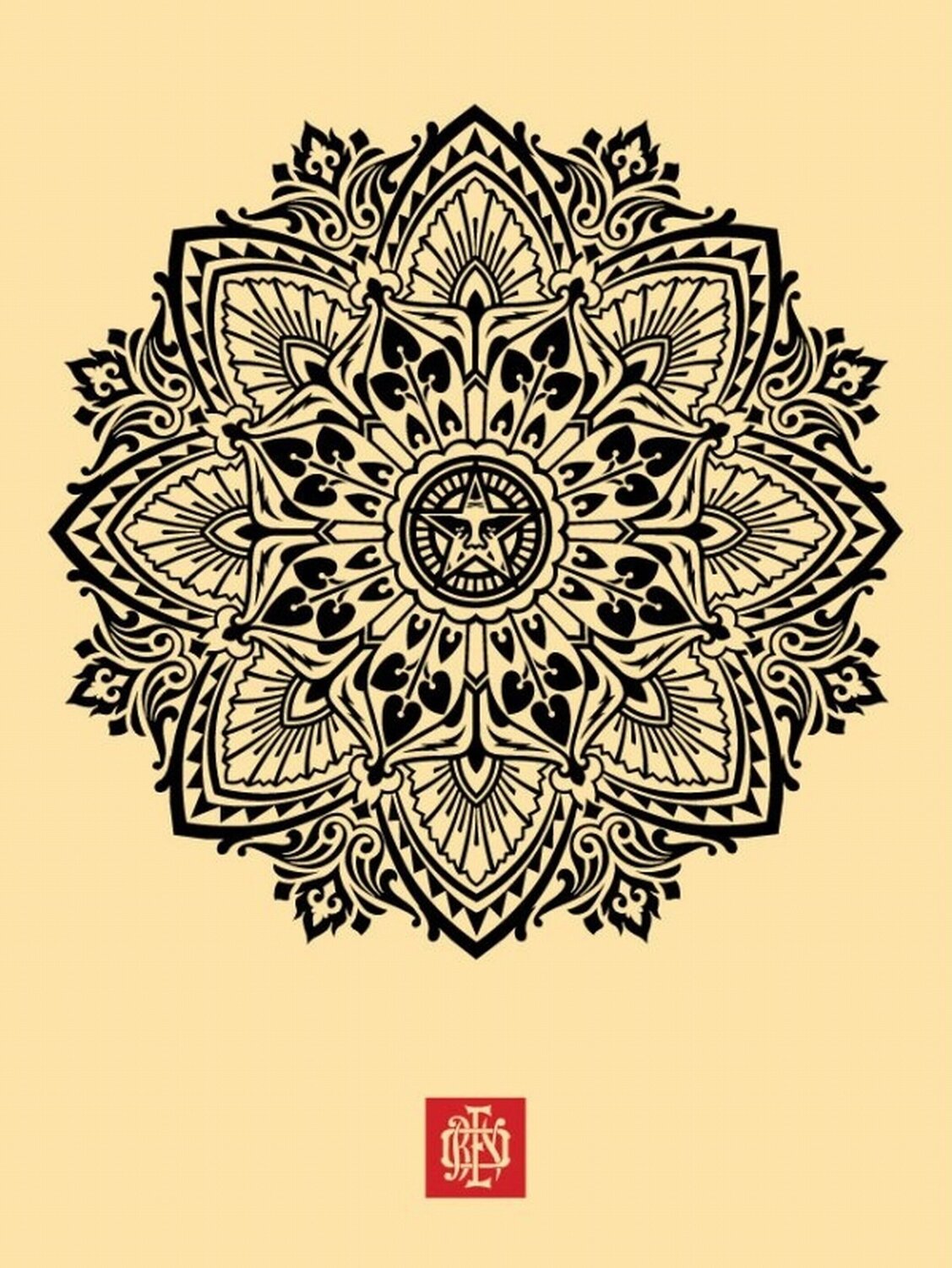 Mandala Ornament 2 Cream Shepard Fairey