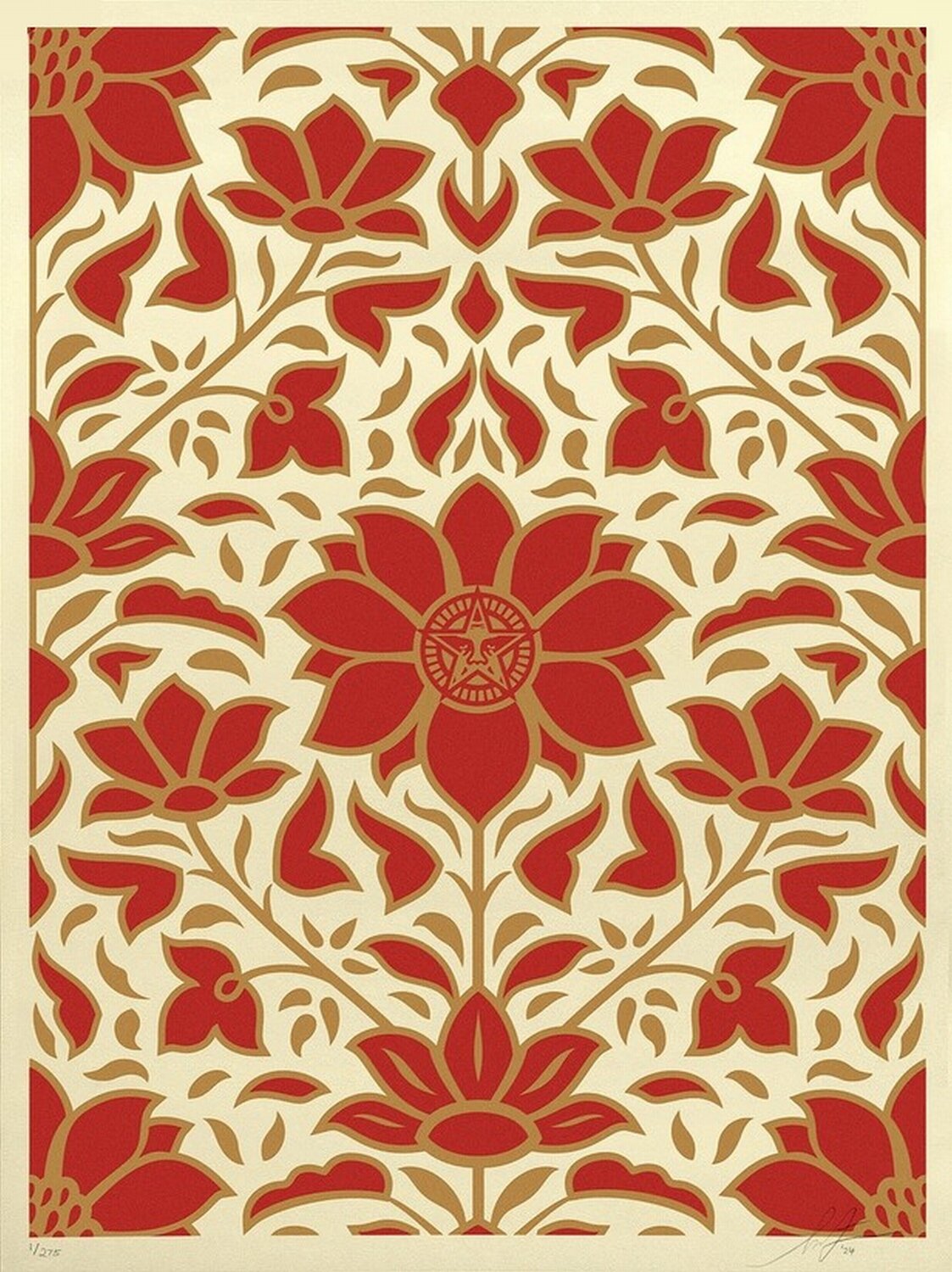 Obey Deco Floral Pattern (Red) Shepard Fairey