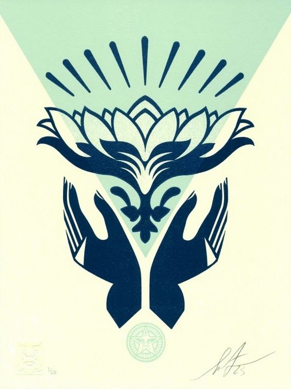 Lotus Hands - Teal Shepard Fairey