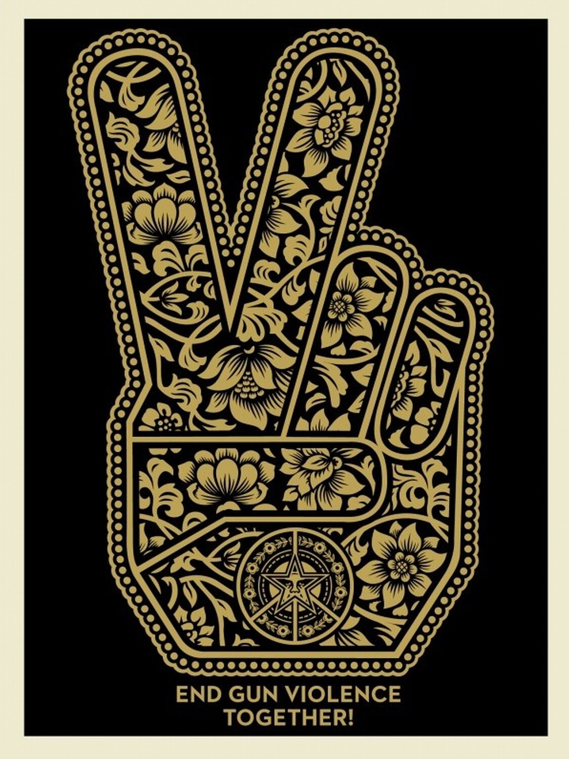 End Gun Violence Together Peace Fingers Shepard Fairey Druck zu verkaufen