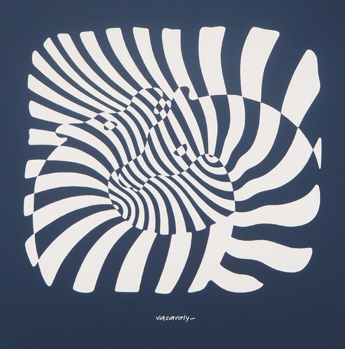 Zèbres sur fond bleu by Victor Vasarely, Print for Sale on Singulart