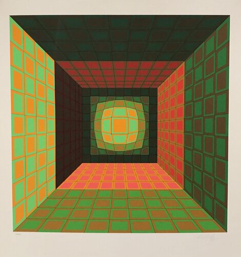 Green and Orange Composition van Victor Vasarely, Afdruk te koop op Singulart