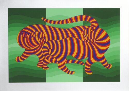 Two Tigers on Green di Victor Vasarely, Stampa in vendita su Singulart
