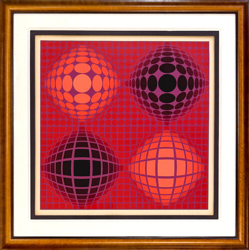 VB-VB-Rouge (framed hand signed serigraph) von Victor Vasarely, Druck kaufen auf Singulart