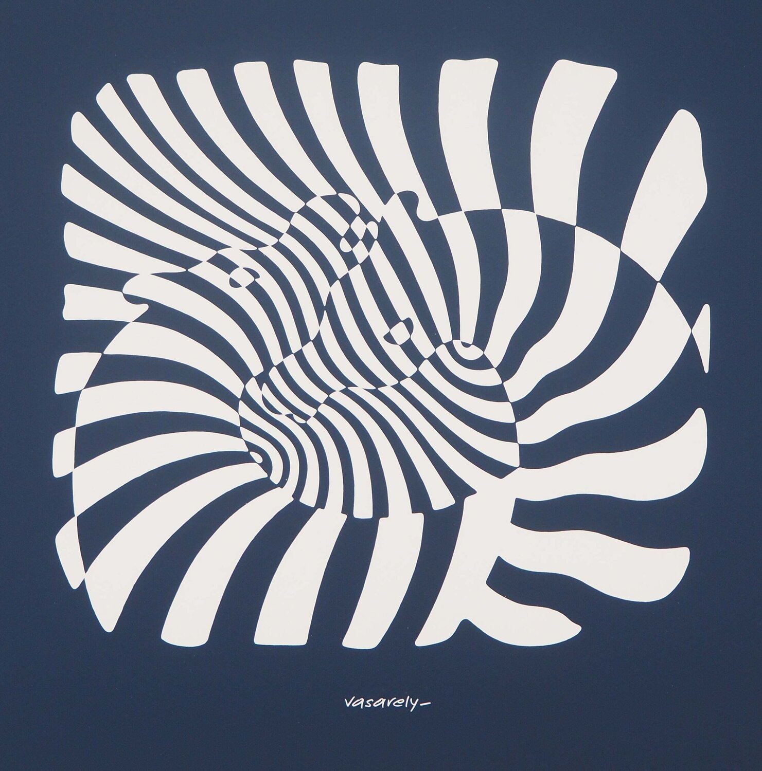 Zèbres sur fond bleu Victor Vasarely Druck zu verkaufen